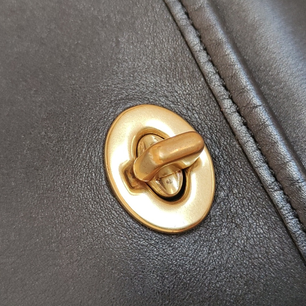 Classic Black Leather Shoulder Bag with Gold Hardware - Picture 3 of 13